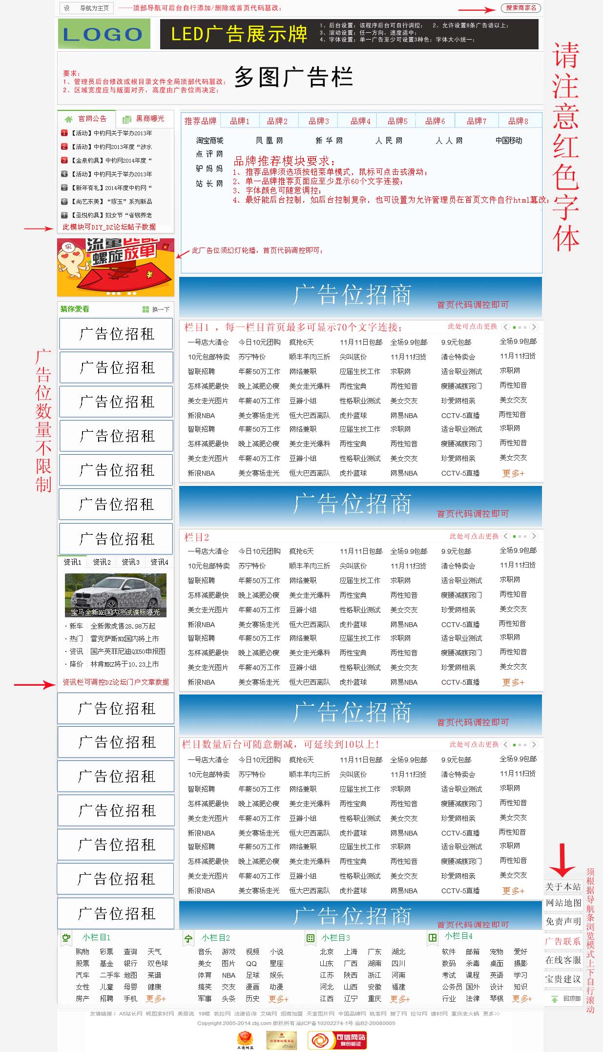 网站首页展示界面