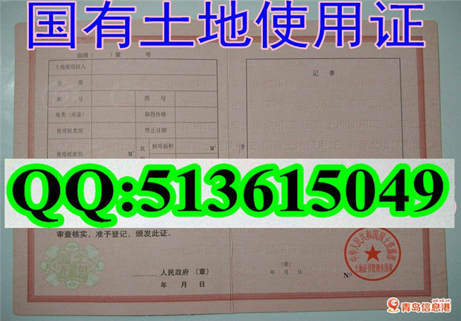 新版 国有土地使用证样本 河北 河南 广东