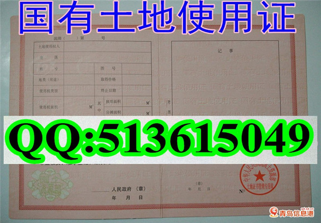 新版 国有土地使用证样本 河北 河南 广东