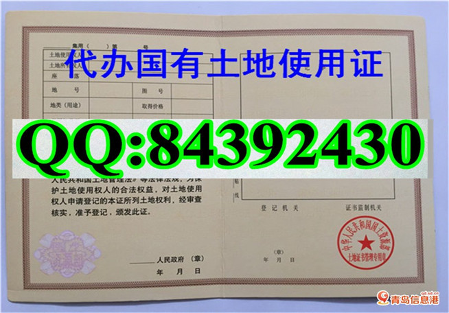新版 国有土地使用证样本 河北 河南 广东