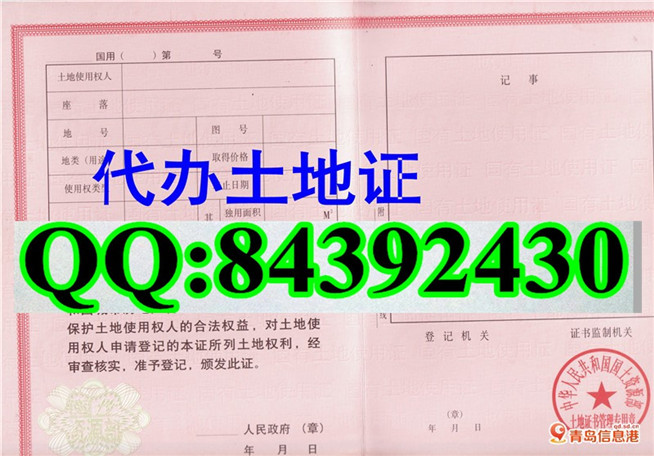 新版 国有土地使用证样本 河北 河南 广东