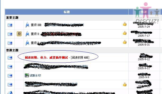 贴子列表中显示需要阅读权限
